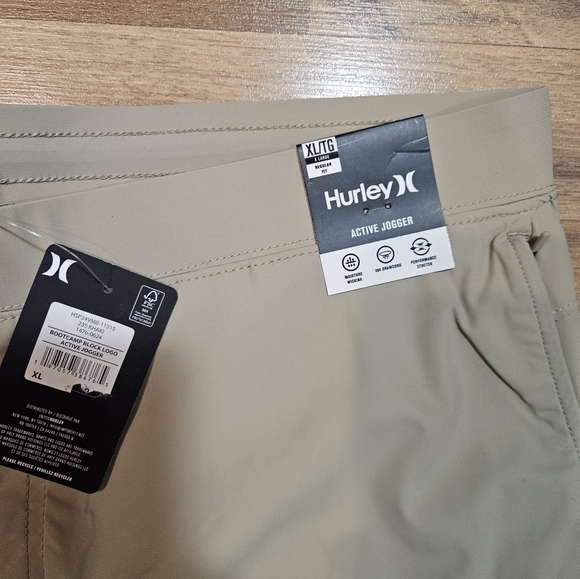 NWT Hurley Bootcamp Block Logo Active Jogger Pants Mens  XL Beige - Picture 3 of 10